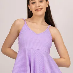 pyr8 Redamancii Women Vertical Striped Shoulder Straps Polycotton Top image 1