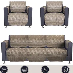 Kuber Industries Brown 16 Pieces Printed 5-Seater Sofa Covers image 5