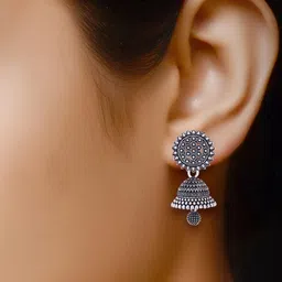 Sangria Peacock Shaped Jhumkas Earrings image 3