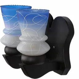 1ST TIME Blue & Blue Textured Wood Contemporary Abstract Shaped Shaped Wall Lamp image 3