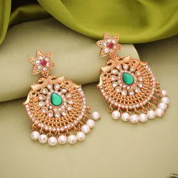 Lyriss Gold Plated Artificial Stone Studded & Beaded Contemporary Chandbalis-picture-46