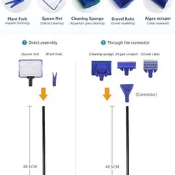 jainsons pet products Aquarium Cleaning Kit, Algae Scraper, Fish Net, Sponge, Plant Fork, Gravel Rake Solvent Aquarium Cleaner image 2