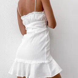 KPOP Shoulder Strap Frilled Sheath Dress image 4