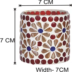 1ST TIME White & Red 2 Pieces Textured Glass Candle Holders image 3