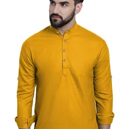 APEKTRA Slim Fit Band Collar Full Sleeves Short Kurta-picture-27
