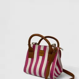 ATTAACHE ACCESSORIES Women Striped Structured Handheld Bag image 2