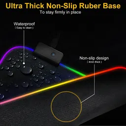 amp RGB Gaming XXL, Non Slip Rubber base, (80X30X4) Mousepad image 3