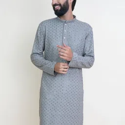 KUNDALI KAKSHAY Men Ethnic Motifs Embroidered Regular Thread Work Kurta with Pyjamas image 2
