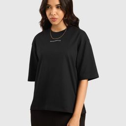 Musclemind Women Solid Round Neck Cotton Oversized T-shirt-picture-14