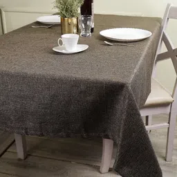 THE CONVERSION Coffee Brown 4-Seater Textured Rectangle Jute Linen Table Cover-picture-39