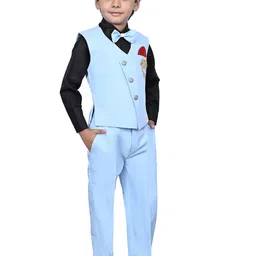 VALUE CREATION Boys V-Neck Single-Breasted Three-Piece Suit image 5