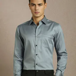 Louis Philippe Spread Collar Full Sleeves Pure Cotton Formal Shirt-picture-12