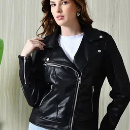 TBOJ Women Leather Water Resistant Crop Outdoor Biker Jacket-picture-32