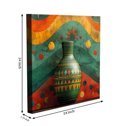 RANDOM Green & Orange 1 Piece Canvas Abstract Wall Paintings image 5