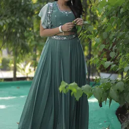 GloballyRonakRBafna Embellished Top & Skirt With Jacket Co-Ords-image-54