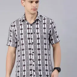 Metronaut Men Standard Regular Fit Spread Collar Floral Printed Elastane Casual Shirt-image-37