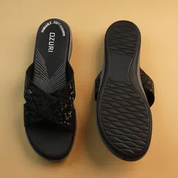 Ozuri Women Textured Open Toe Flats with Laser Cuts image 2