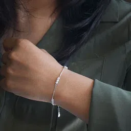 MANNASH Women Sterling Silver Cubic Zirconia Rhodium-Plated Link Bracelet image 5