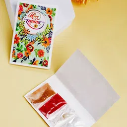 ADIVA Set Of 3 CZ Studded & Beaded Evil Eye Rakhis Roli Chawal & Greetings Card image 4