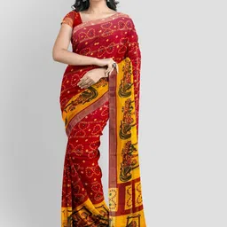 KRISHNA NX Ethnic Motifs Beads and Stones Pure Cotton Bandhani Saree image 2