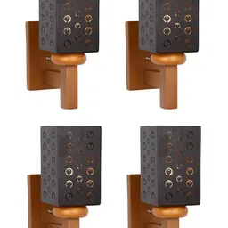 1ST TIME Black & Black Textured Wood Rectangle Shaped Wall Lamp-picture-23