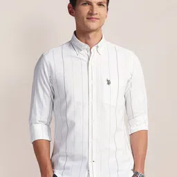 U.S. Polo Assn. Men Classic Button-Down Collar Striped Cotton Casual Shirt-picture-34