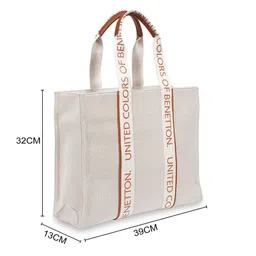 United Colors of Benetton Textured Shopper Tote Bag image 3