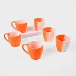 Storepedia Orange & White Handcrafted Solid Ceramic Matte Cups Set of Cups and Mugs-picture-32