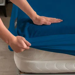 THE WOOD WHITE Blue Terry Breathable Mattress Protector image 1