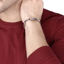Crazy Fashion Unisex Stainless Steel Rhodium-Plated Kada Bracelet image 4