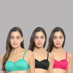 Women Cotton Green,Black,Pink Padded Non-Wired Lingerie Bra Sport wear Gym Crop Tank Top-image-16
