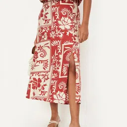max Printed A-Line Midi Skirt image 1
