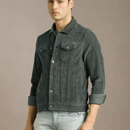 Louis Philippe Jeans Men Washed Open Front Jacket image 5