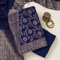 Koskii Floral Woven Design Beads and Stones Unstitched Dress Material-image-19