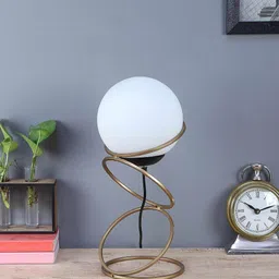 shoppeefry Lucca White Shade Table Lamp With Metal Base image 2