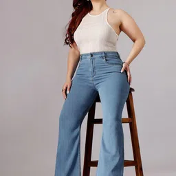 Miss Chase A+ Women Bootcut High-Rise Heavy Fade Stretchable Jeans image 3