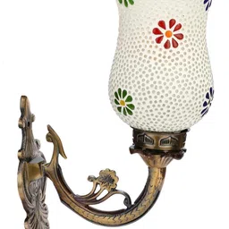 1ST TIME Multicoloured & White Textured Metal Traditional Wall Lamp image 4