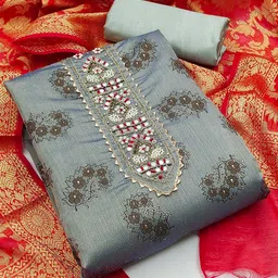 Ishin Floral Embroidered Gotta Patti Unstitched Dress Material-image-84