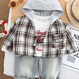StyleCast x Revolte Boys Checked T-shirt and Shirt with Trousers Clothing Set-picture-8