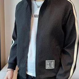 StyleCast Men Mock Collar Striped Casual Bomber Jacket image 2