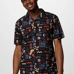 Columbia Men Classic Spread Collar Geometric Printed Cotton Casual Shirt-picture-25