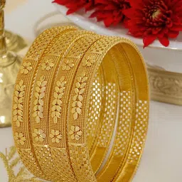 Jewels Kafe Set of 4 Gold-TonedBrass Bangle-image-13