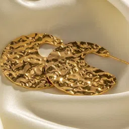 Estailo fashion Gold-Plated Crescent Shaped Half Hoop Earrings image 2