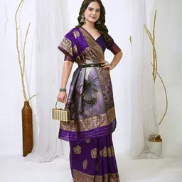 HERE&NOW Ethnic Motifs Zari Banarasi Saree image 5