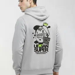 SLOWLORIS Men Printed Hooded Sweatshirt image 2