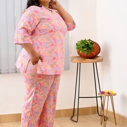 30 Looks Women Plus Size Floral Printed Kurti & Pyjamas Night suit image 5
