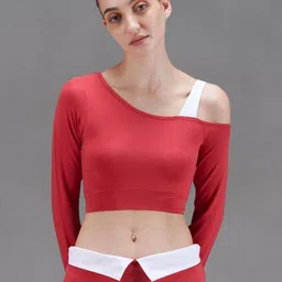 CAVA Solid One Shoulder Crop Top-picture-16