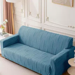 Stylista Blue Polyester Sofa Cover With Arms image 2