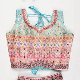 JAY NAGNATH FAB Girls Embellished Mirror Work Ready to Wear Lehenga & Blouse With Dupatta image 4