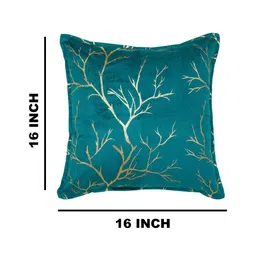 THE CONVERSION Turquoise Blue Set of 2 Floral Velvet Square Cushion Covers image 2
